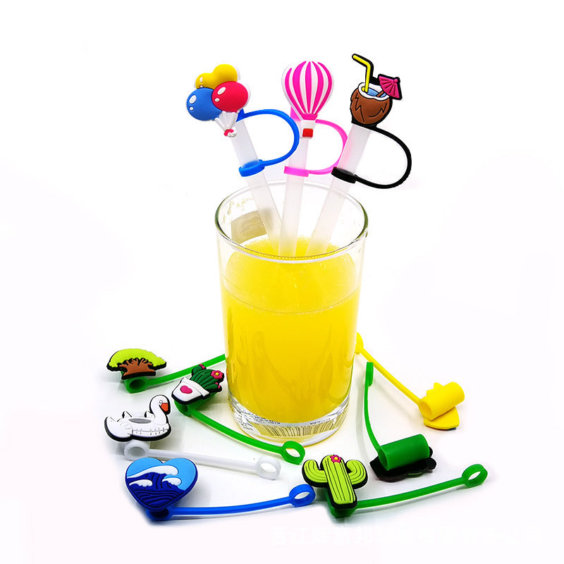 Wholesale 10pcs/pack Cute straw cap straw cover silicone dust plug party straw decoration